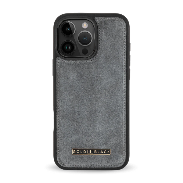 iPhone 16 Pro Leather Case Luxe Suede Grey