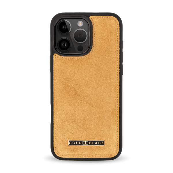 iPhone 16 Pro Leather Case Luxe Suede Mustard