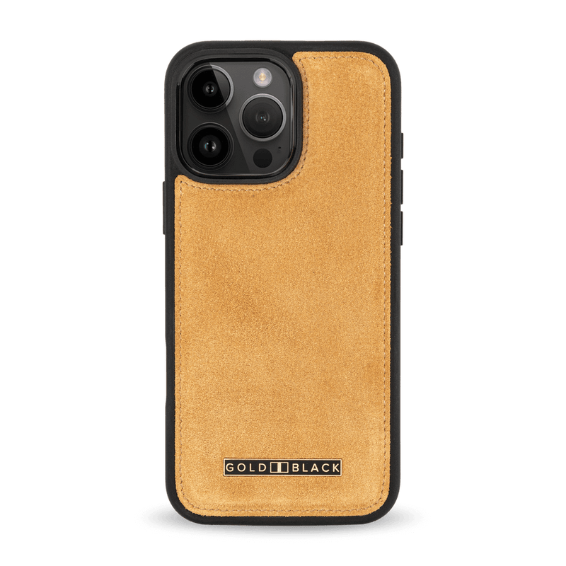 iPhone 16 Pro Max Leather Case Luxe Suede Mustard