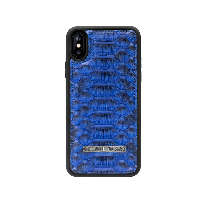 IPHONE XS LEATHER CASE PYTHON BLUE