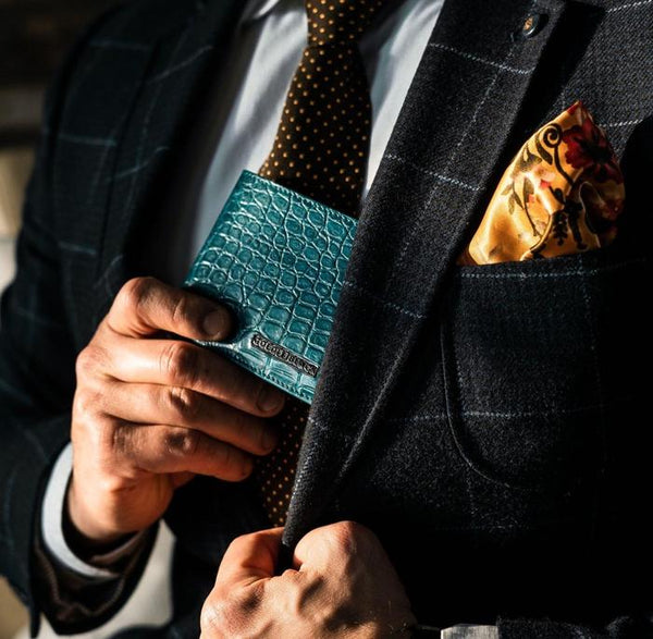GM WALLET CROCODILE PETROL BLUE