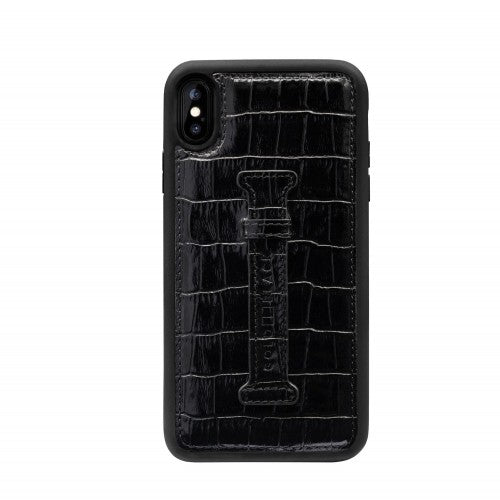 IPHONE XS MAX FINGER-HOLDER CASE CROCO BLACK