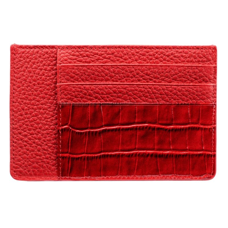 ROYAL CARDHOLDER NAPPA-CROCO RED