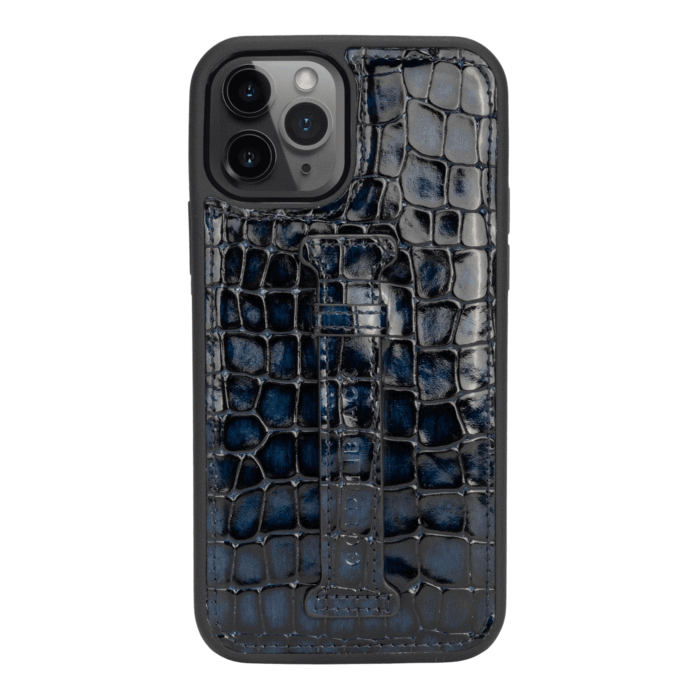 IPHONE 13 / 13 PRO LEATHER CASE WITH FINGERHOLDER MILANO BLUE